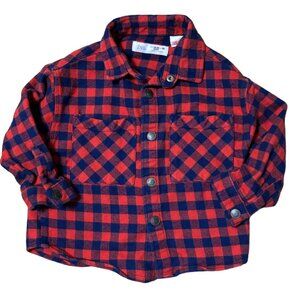 ZARA Baby Boy Buffalo Check Flannel with Snap Button Closure (18-24 Months)